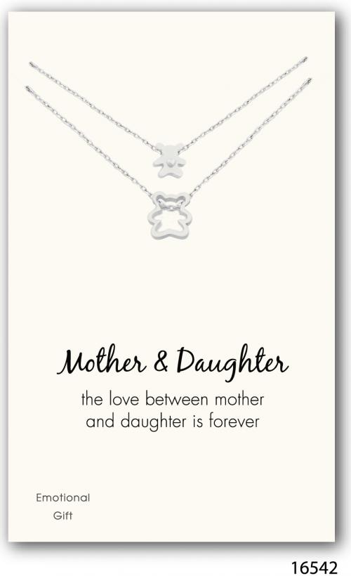 The mother and daughter bears silver pendent